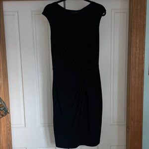 Ralph Lauren Black Twist-Front Cap-Sleeve Midi Dress